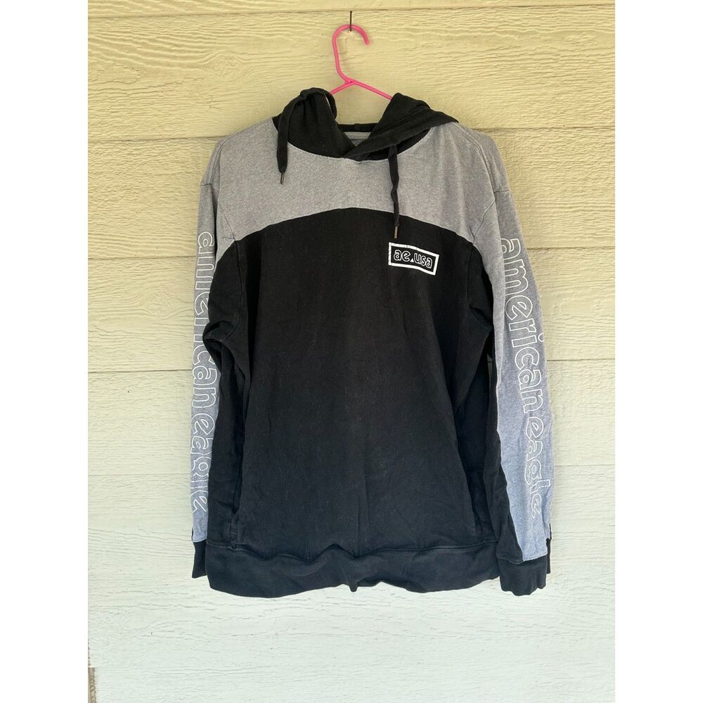 American Eagle AE USA Colorblock Graphic Sleeve Pullover Hoodie Men's Size L